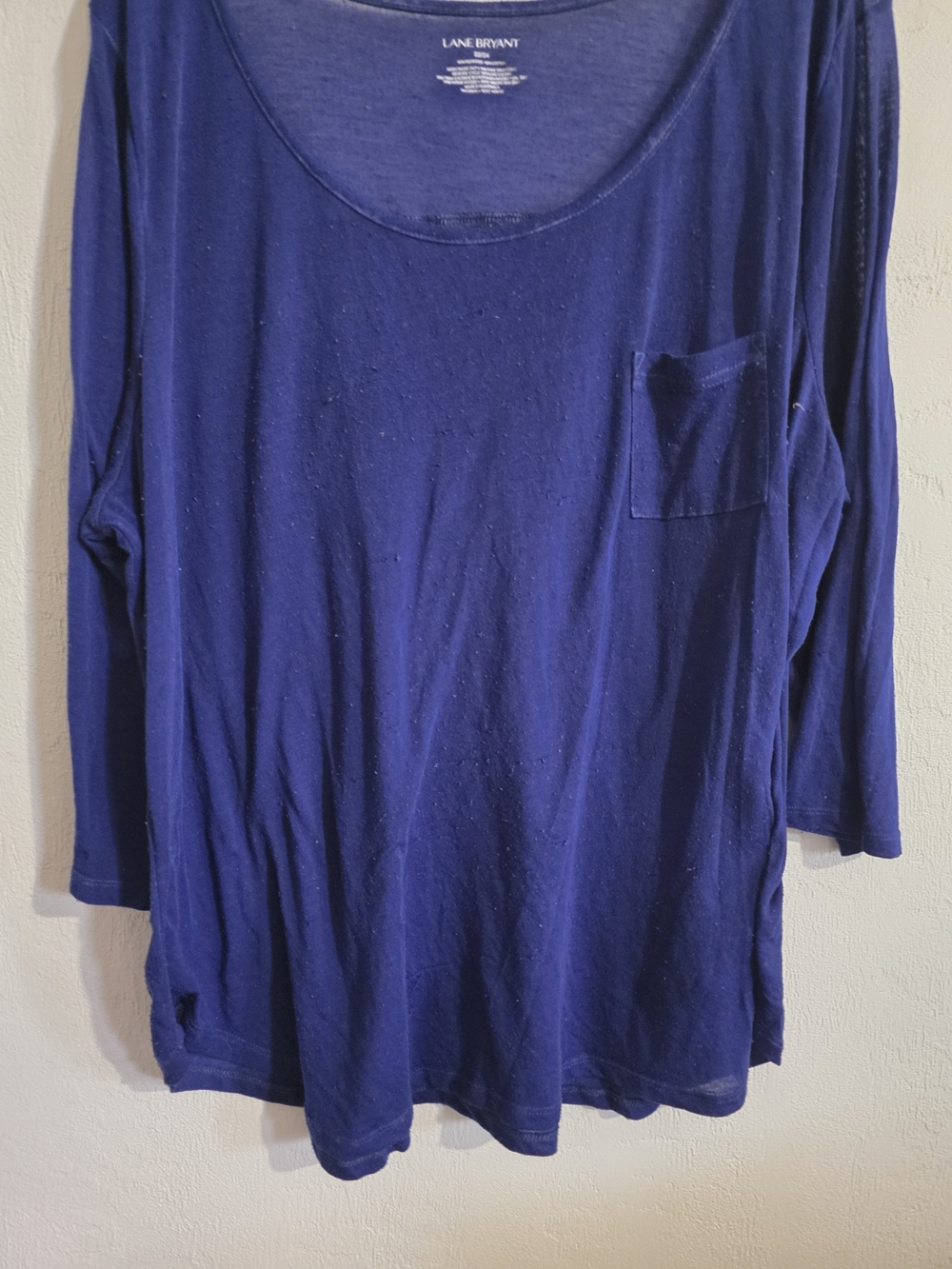 Lane Bryant Deep Blue Scoop Neck Long Sleeve Pocket Tee